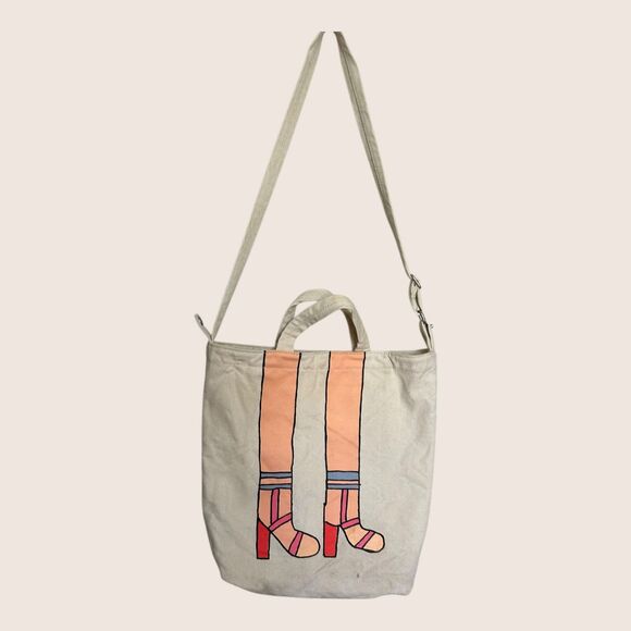 🦵 UO x BAGGU x JESSICA RODRIGUEZ x CREATIVE GROWTH CANVAS DUCK TOTE LEG BAG - Picture 3 of 13